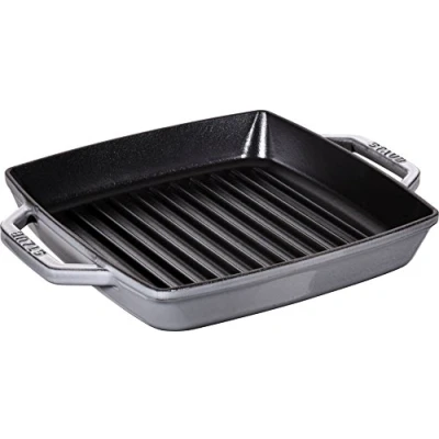 Obrázek STAUB Litinová grilovací pánev se dvěma držadly, vhodná pro indukci, čtvercová, 23 cm, grafitově šedá