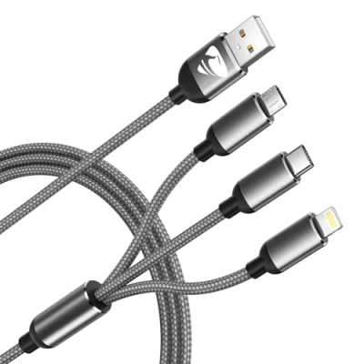 Obrázek Multi USB kabel, univerzální nabíjecí kabel [1. 2M] Nylon 3 v 1 vícenásobný s mikro USB, Lightning iPhone rychlonabíjecí typ C pro Samsung Galaxy, iPhone, Redmi,