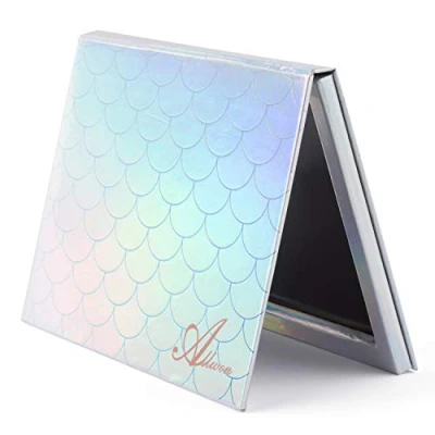 Obrázek Allwon Magnetic Palette Mermaid prázdná paleta make upu se zrcátkem a 30 kusy lepidla kovových nálepek na oční stíny rtěnka tvářenka pudr (stříbrná)