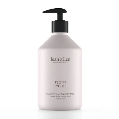 Obrázek Jean &amp; Len Heavenly balzám na ruce Body Balm Peony Lychee, pro voňavý zážitek z péče, s bio arganovým olejem a bambuckým máslem, vysoce kvalitní láhev, bez parabenů silikonů, 500 ml