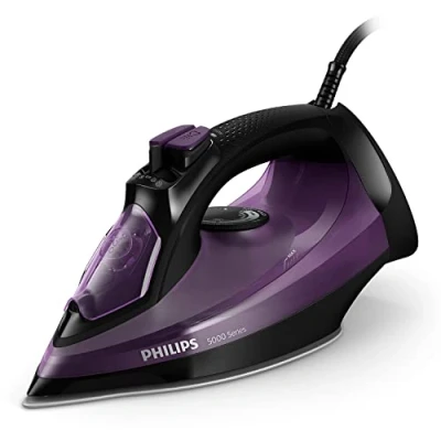 Obrázek Philips Series 5000 napařovací žehlička 2400 W, stálý výstup páry 45 g/min, parní ráz 180 g, vertikální napařování, žehlicí plocha SteamGlide Plus, černá/fialová (DST5030/80)