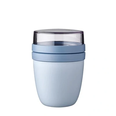 Obrázek Mepal Müslibecher to go praktischer Joghurtbecher Unterteilung für Joghurt &amp; Müsli Geeignet Gefrierschrank, Mikrowelle Spülmaschine 500 ml + 200 Nordic Blue