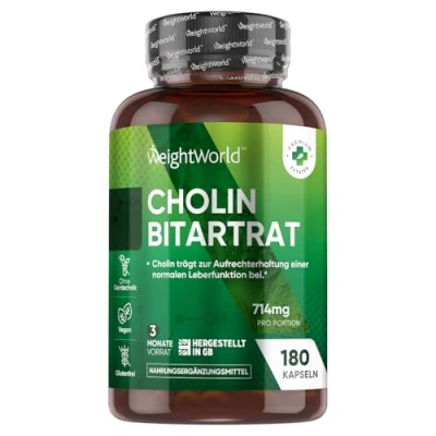 Obrázek cholin kapsle 714 mg v jedné kapsli léčba jater, homocystein a metabolismus tuků (EFSA) 180 veganských kapslí na 3 měsíce zásoba bitartrát detoxikace jater prášek