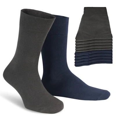 Obrázek ALL ABOUT SOCKS 10 ks prodyšných, kvalitních ponožek z bavlny pro pány a dámy velikosti 35 až 50 na výběr barevné varianty, Šedá + modrá v balení