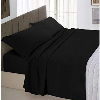 Obrázek Italian Bed Linen Max Color Bettwäsche Set, Schwarz, Doppelte