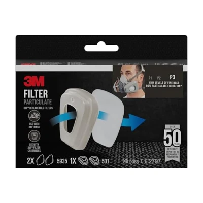 Obrázek 3M filtr částic 5935PRO2 jemného prachu se stupněm ochrany P3 pro masky na jemný prach a plynové filtry 1 pár filtrů s inovativní filtrační technologií, střední