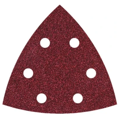 Obrázek wolfcraft 25 lepicích brusných listů na dřevo a kov, 95 mm I 1865100 pro delta brusku zrnitost 60, 80, 120 děrované vysoká životnost korund