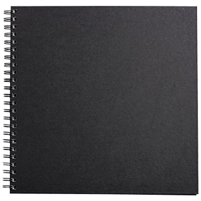 Obrázek Clairefontaine Ref. 34261C Goldline blok s drátovým spojením (64 bílých listů) velikost 30,5 x cm, papír 140 g/m², čtvercové rozložení černá vazba vhodné pro suché techniky