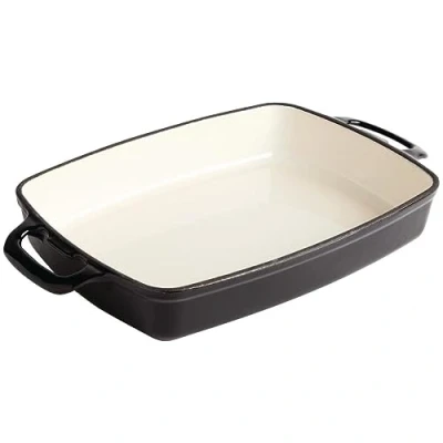 Obrázek Vogue Pekáč z litiny, 2,8 litru, černý a krémový, obdélníková smaltovaná litina, velikost: 55 (V) x 390 (Š) 235 (h) mm, kompatibilní s indukcí všemi druhy sporáků, GH324