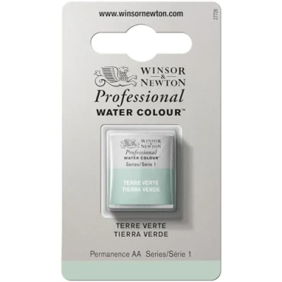 Obrázek Winsor &amp; Newton Profesionální akvarelové barvy 0101637 , živé vodní v umělecké kvalitě, vysoká zářivost barev a zářivost, stálé na světle, archivní kvalita, 1/2 miska zelená země
