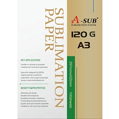 Obrázek A SUB Sublimationspapier A3, 297 x 420 mm, 100 Blatt, 120 g/m², Kompatibel mit EPSON, SAWGRASS, RICOH, BROTHER Sublimationsdruckern