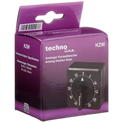 Obrázek Technoline KZW analogový krátkodobý budík černý, 1 balení