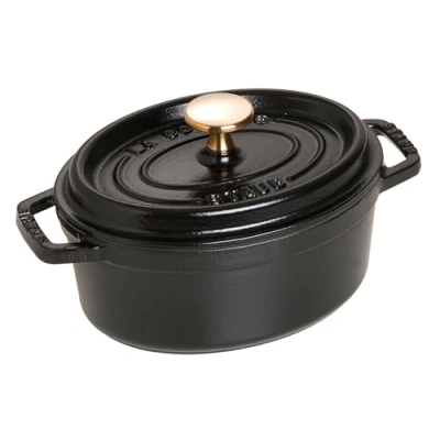 Obrázek Cocottes/oválný pekáč s víkem Staub (4,25 l, vhodný pro indukci, smaltovaný vnitřní povrch hrnce v matné černé), černá, 25.3 x 15 10 cm