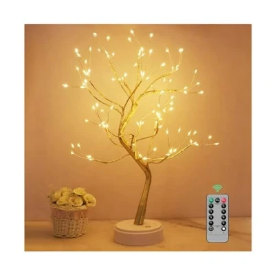 Obrázek Kinamy LED světelný strom, 108 dekorační lampa osvětlovací větve 8 režimů stmívání, strom USB/provoz na baterie, osvětlené dekorace s dálkovým ovládáním časovač