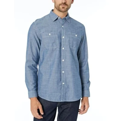 Obrázek Amazon Essentials Pánská košile Chambray s dlouhým rukávem, normální střih, lehce spláchnutá, XXL