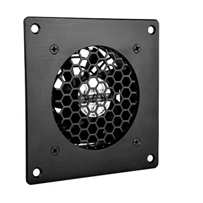 Obrázek euroharry USB ventilátor, 80 mm s 3 rychlostmi nastavitelným 5V/0,3A ventilátorem, moderním kartáčovaným černým hliníkovým rámem, pro chlazení domácího kina AV skříně