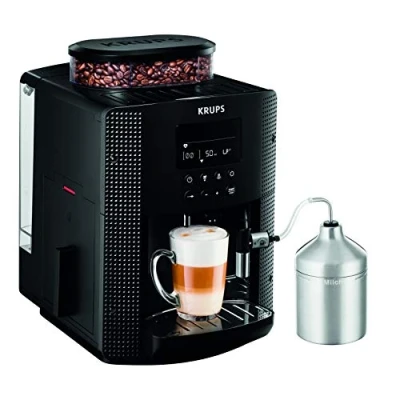 Obrázek Krups Plně automatický kávovar Essential s hadicí na mléko, funkce 2 šálků, LCD displej, snadné čištění, kávovar, pečeť TÜV, černá, EA816031