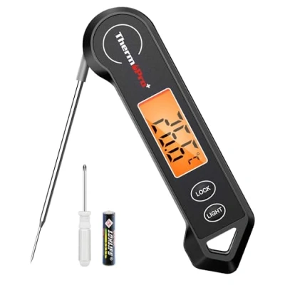 Obrázek ThermoPro teploměr na maso, digitální grilovací teploměr, skládací pečení vaření pro tekuté mléko, steaky, kuchyňský víno, černý