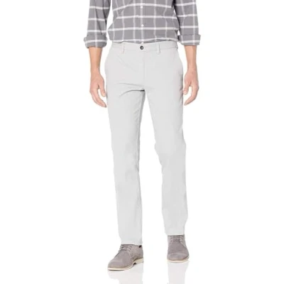Obrázek Amazon Essentials Herren Knitterarme Flatfront Chinohose, Enger Schnitt, Hellgrau, 33W / 29L
