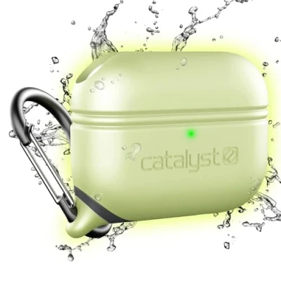 Obrázek Catalyst Vodotěsné speciální edice Case Pro AirPods (1. a 2. generace), kompatibilní s bezdrátovým nabíjením, jednodílný design, vysoká ochrana proti pádu, karabinou, Soft Touch Glow in The