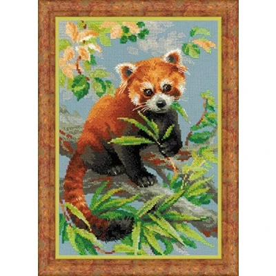Obrázek Riolis Rote Panda Kreuzstichpackung, Baumwolle, Mehrfarbig, 21 X 30 0,1 cm