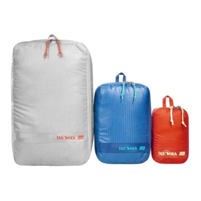 Obrázek Tatonka Balení kostek Stuffsack Zip Set 3 ultralehká a prostorově úsporná sada tašek se zipem kapsy různých velikostí (šedé/modré/černé)