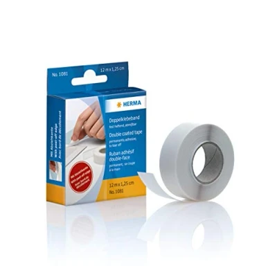 Obrázek HERMA 1081 oboustranná lepicí páska extra silná, 12 mm x m, úzká, oboustranně samolepicí pro domácnost a kancelář, nekonečná krátce přemístitelná, bílá