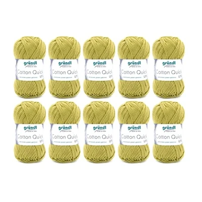Obrázek Gründl Cotton Quick Uni, výhodné balení (odolná vlna, snadno udržovatelná pratelná příze ze 100% bavlny, tloušťka jehlic: 3 4) 10 x 50 g, Hellolive