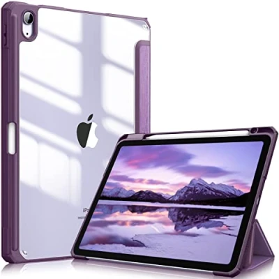 Obrázek Fintie Hybridní pouzdro pro iPad Air 11 palců (M2) 2024, 5 2022, 4 2020 10. 9 s držákem na pero ochranné odolné proti nárazu průhledným tvrdým obalem zadní