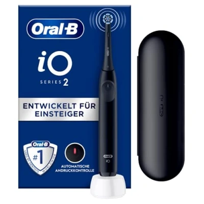 Obrázek Oral B iO Series 2 elektrický zubní kartáček / kartáček, 1 nasazovací 3 režimy čištění pro péči o zuby, magnetická technologie, cestovní pouzdro, Designed by Braun, Night Black