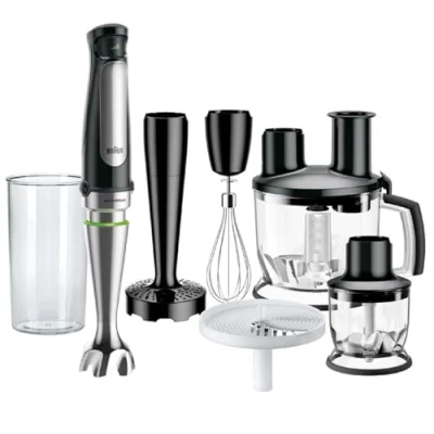 Obrázek tyčový mixér Braun MultiQuick 7 MQ 7087X s odnímatelnou mixovací nohou z ušlechtilé oceli technologií ActiveBlade pro mixování nejtvrdších ingrediencí, vč. 5dílné sady příslušenství,