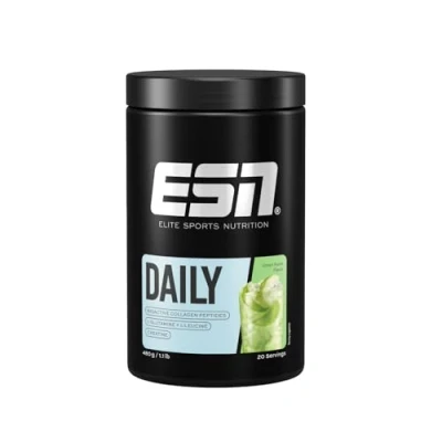 Obrázek ESN Daily, Green Apple, 480 g, s glutaminem, kreatinem, kolagenem a L leucinem pro tvé vazy, klouby, šlachy chrupavky, testovaná kvalita vyrobeno v Německu