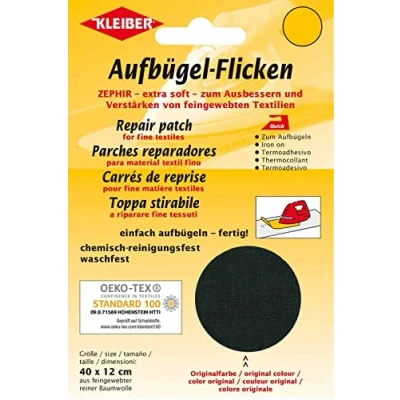 Obrázek Kleiber + Co.GmbH nažehlovací záplaty Zephir, černé, cca 40 cm x 12