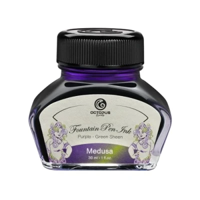 Obrázek Octopus Fluids Medusa Sheen Ink, plnicí inkoust v inkoustové sklenici, barevný inkoust, fialová, 30 ml