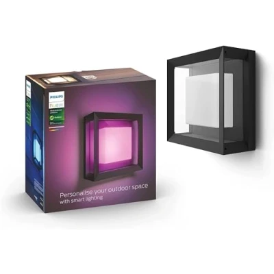 Obrázek Philips Hue White &amp; Color Ambiance Econic Outdoor nástěnné svítidlo (1 140 lm), stmívatelná nástěnná lampa pro světelný systém s 16 miliony barev, chytré ovládání světla hlasem nebo aplikací,