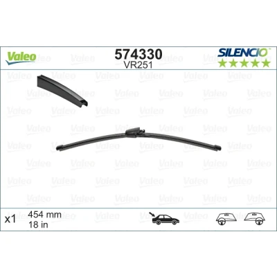 Obrázek VALEO Silencio stěrače VR251 vysoký výkon, vynikající výhled po celém obvodu, jednoduchá montáž originální plochý list 450 mm zadní obsahuje: 1 stěrač 574330