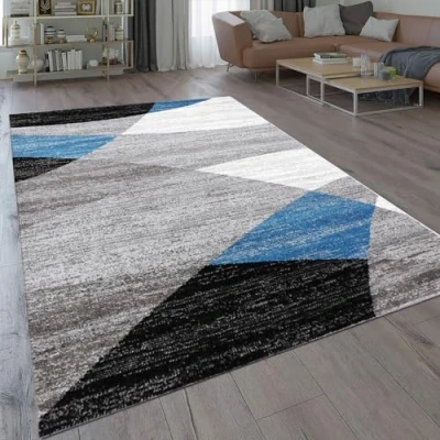 Obrázek Moderní koberec do obývacího pokoje Vimoda, geometrický vzor melírovaný, v hnědé béžové barvě, certifikováno dle ÖKO Tex