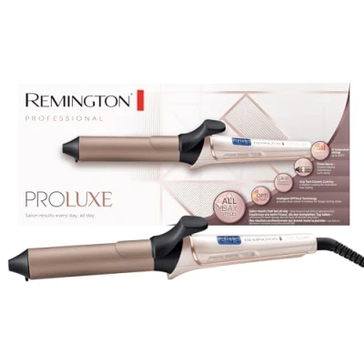 Obrázek Remington Kulma velké lokny [32 mm] PROluxe digitální (technologie OPTIheat, Grip Tech keramická vrstva) LCD displej do 210, jemné vlny pro až silné vlasy, černá/hnědá, CI9132