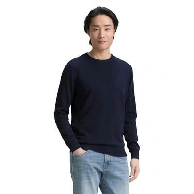 Obrázek TOM TAILOR Pánský Basic pletený svetr s Crewneck, 13160 Knitted Navy Melange.