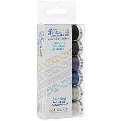 Obrázek Sulky Sampler Petites, 12 W, Baumwolle, Schwarz und Grau, Sortiment, 6 Stück