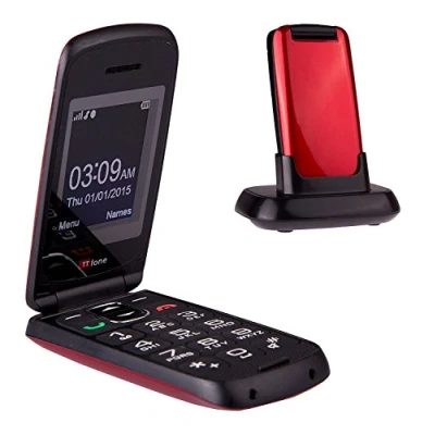 Obrázek TTfone Star Simple snadno použitelný skládací telefon s velkými tlačítky (červený)