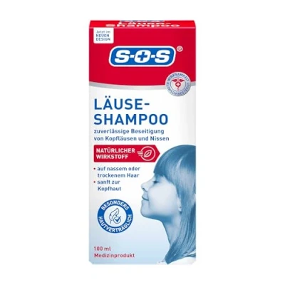 Obrázek SOS Šampon pro vši odstranění hnízda + s přírodní účinnou látkou děti od 3 let dospělé prostředek na vlasy 1 x 100 ml …