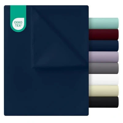 Obrázek Utopia Bedding prostěradlo bez gumičky 266 x 259 cm na postel 150 200 plochý list měkké kartáčované mikrovlákno námořnická modrá