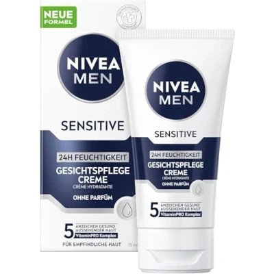 Obrázek NIVEA MEN Sensitive péče o pleť, hydratační krém 24 h pro citlivou mužskou pokožku, uklidňující pleťový zmírnění podráždění pokožky (75 ml)
