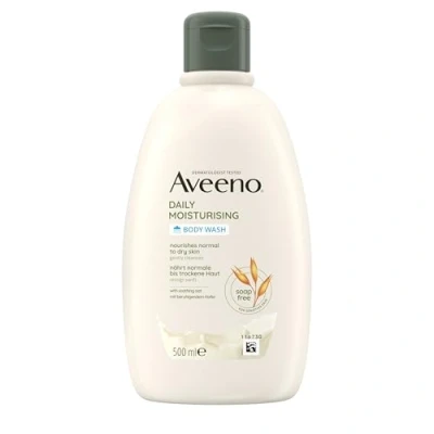 Obrázek Aveeno Daily Moisturising sprchový gel bez mýdla (500 ml) veganská péče o pleť pro normální až suchou, citlivou pokožku s uklidňujícím ovsem