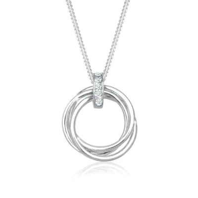 Obrázek Elli DIAMONDS řetízek dámský kruh Trio přívěsek s diamantem (0. 025 ct.) ze sterlingového stříbra 925, Fazetový brus, Diamant