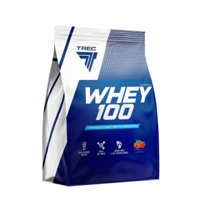 Obrázek Trec Nutrition WHEY 100 2275g STRAWBERRY Hervorragende Löslichkeit, Muskelwachstum, Volles Aminosäureprofil, Perfekt für Intensives Training