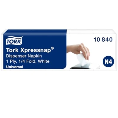 Obrázek Tork 10840 Xpressnap Dávkovací ubrousek nepotištěný / bílý papírový pro dávkovač ubrousků N4 8 x 1125 kusů