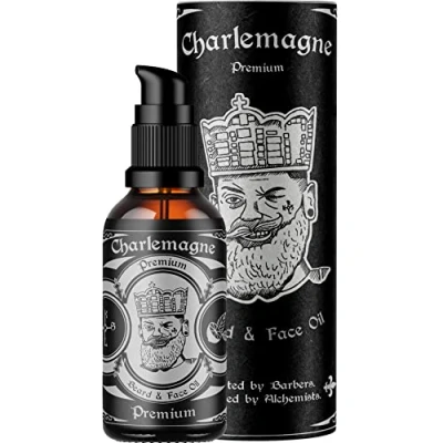 Obrázek Charlemagne olej na vousy Vegan 30 ml pánská kožená vůně Made in Germany přírodní pro péči o muže, stimuluje růst vousů Beard Oil