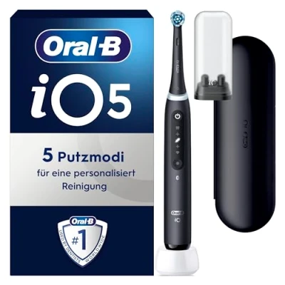 Obrázek Oral B iO Series 5 elektrický zubní kartáček/elektrický kartáček, magnetická technologie, režimů čištění pro péči o zuby, LED displej a cestovní pouzdro, navrženo od Braun, matná černá